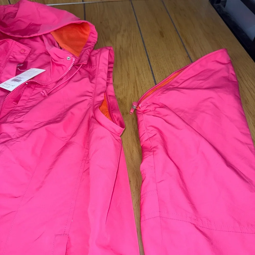J.Jill Hot Pink Tall‎ Hooded Lightweight Snap Front Jacket Women's Size L